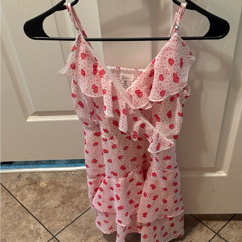 Red strawberry ruffle jumpsuit